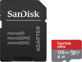 Secure Digital Micro SanDisk 128GB SDXC Ultra 140MB/s UHS-I/U1/Class A1 FullHD со адаптер.
