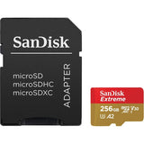 Безбеден дигитален микро SanDisk 256GB SDXC Extreme 4K 190MB/s UHS-1/A2/V30 со адаптер