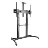 Подна поставка за телевизор SBOX FS-3610 60"-100" со тркала, управување со кабли, полица