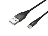Кабел USB 2.0 A-приклучок до тип C 1м Natec брзо полнење 36W со LED индикатор, црна боја
