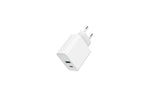USB универзален полнач за напојување со 2 порти Gembird 20W тип C, бел