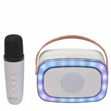 Звучник Denver BTM-610 Mini Party KARAOKE со BT, микрофон. microSD, USB, AUX-IN, LED бела боја