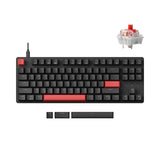 Тастатура со хрон на тастатура Lemokey X1 TKL QMK/VIA со жичен механички прекинувач со црвена боја - црна
