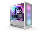 ATX куќиште за средно кула NZXT H5 Flow (2024) RGB бело со USB 3.2, 1x 360mm (F360 RGB)/ 1x 120mm (F120Q)