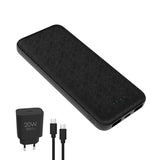 Моќна батерија Platinet 10000mAh + 20W PD полнач + USB C кабел, црна
