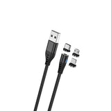 Кабел USB 4во1 USB-A до микро USB, USB-C, Lightning и USB-A 1м магнетен Maxlife црно