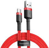 Кабел USB 2.0 до Type-C 0.5m Baseus Cafule серија 3A црвен