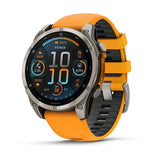 Паметен часовник Garmin Fenix 8 AMOLED Sapphire Titanium 47mm Spark Orange со портокалова/графитна лента