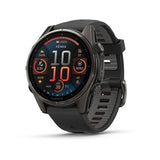 Паметен часовник Garmin Fenix 8 AMOLED Sapphire Titanium 43mm Carbon Grey DLC со црна/каменеста лента