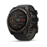 Ora inteligjente Garmin Fenix 8 Solar Sapphire 51mm Gri karboni DLC Titanium me rrip silikoni të zi/me guralecë