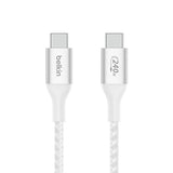 Кабел 2.0 USB тип-C до тип-C 2м Belkin Boost плетен бел