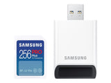 Безбедна дигитална Samsung 256GB SDXC PRO Plus 180R/130W U3 V30 со читач на картички