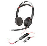 Kufje stereo HP Poly Blackwire 5220 On-Ear, USB-C+3,5mm, të zeza