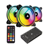Вентилатор во куќиште 120x120x25 White Shark Nebula 2 ARGB KIT со далечински управувач и центар, црна боја