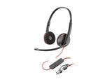 Слушалки Poly Blackwire C3220 USB-C црна со USB-C/A адаптер