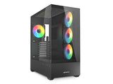 ATX Midi Tower куќиште Sharkoon AK6 црно ARGB со 2 USB 3.0, Type-C USB 3.2, 4 вентилатори од 120mm