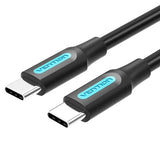 VENTION USB Type-C машки на Type-C машки 3A кабел 1M црн PVC тип
