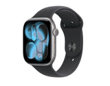 Apple Watch S11 GPS 46mm вселенско сиво алуминиумско куќиште со црна спортска лента - M/L