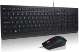 Тастатура Lenovo Essential со кабелска тастатура и глушец, USB, црна