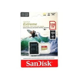 Безбеден дигитален микро SanDisk 128GB SDXC Extreme 4K UHD 190MB/s UHS-I U3 V30 A2 со адаптер