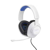Слушалки JBL Gaming Quantum 100P за конзола, бели, сини со микрофон.