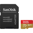Безбеден дигитален микро SanDisk 256GB SDXC Extreme 4K 190MB/s UHS-1/A2/V30 со адаптер
