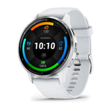 Паметен часовник Garmin Venu 3 од не'рѓосувачки челик, бел камен, сребрен