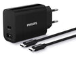 Philips USB-C и USB-A адаптер за двоен полнач 30W црн