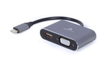 Адаптер USB тип-C до 4K HDMI + VGA Gembird вселенски сив