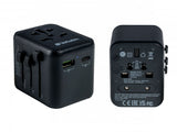 Универзален адаптер за полнач за патување UTA-02 Verbatim 20W USB-C PD и QC 3.0 USB-A