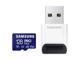 Безбедна дигитална микро Samsung 128GB SDXC PRO Plus со читач на картички cl10 180R/130W UHS-I U3 V30 A2
