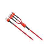 USB кабел 3 во 1 микро USB, тип-C и Lightning 1м MOYE црвен