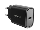 USB универзален полнач за напојување Tellur 20W тип-C PD 3.0 црн