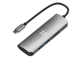 Докинг станица XtremeMac 6-портен хаб тип-C 2x USB 3.0, HDMI 4K, USB-C PD, SD/MicroSD MacBook Silver