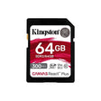 Безбедна дигитална Kingston 64GB SDXC Canvas React Plus CL10 UHS-II U3 ​​V90 4K/8K 300MB читање
