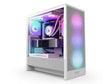 ATX куќиште за средно кула NZXT H5 Flow (2024) RGB бело со USB 3.2, 1x 360mm (F360 RGB)/ 1x 120mm (F120Q)