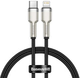 Кабел USB 2.0 Тип-C до Lightning 0.25m Baseus Cafule Series PD 20W Метал Црн