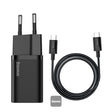 Универзален USB полнач за напојување Baseus Super Si 25W тип-C со USB-C кабел, црн