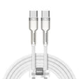 Кабел USB 2.0 Тип-C до Тип-C 2м Baseus Cafule Series PD 100W Метал Бел