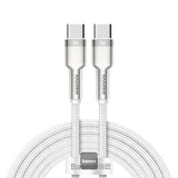 Кабел USB 2.0 Тип-C до Тип-C 2м Baseus Cafule Series PD 100W Метал Бел
