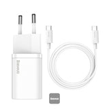 Karikues Universal me USB Baseus Super Si 25W Tipi-C me Kabllo USB-C të Bardhë