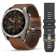 Паметен часовник Garmin Fenix ​​8 AMOLED 51mm титаниум сафир со кожен ремен во костен