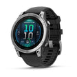 Паметен часовник Garmin Fenix ​​E 47mm AMOLED од не'рѓосувачки челик со црн силиконски ремче