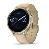 Паметен часовник Garmin Venu 4 (41мм) Lunar Gold со кожен ремен