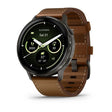 Паметен часовник Garmin Venu 4 (45мм) со црна шкрилец од кожа