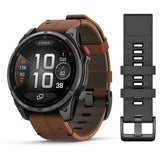 Паметен часовник Garmin Fenix ​​8 Pro AMOLED 47mm титаниум сафир со кожен ремен