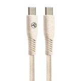 USB тип-C до тип-C кабел PD60W 3A Tellur 1м еко најлон крем