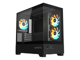 ATX Micro куќиште Gigabyte C201 PANORAMIC со 2 USB 3.0 со 3 120mm ARGB вентилатори, црно