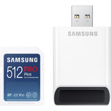 Безбедна дигитална Samsung 512GB SDXC PRO Plus 180R/130W U3 V30 со читач на картички