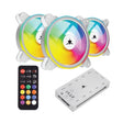 Вентилатор во куќиште 120x120x25 White Shark Nebula 2 ARGB KIT со далечински управувач и центар во бела боја